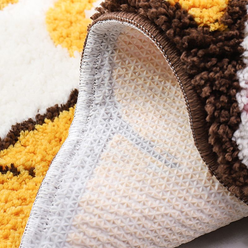 Yellow Bedroom Area Rug Animal Pattern Polyester Rug Washable Anti-Slip Rug
