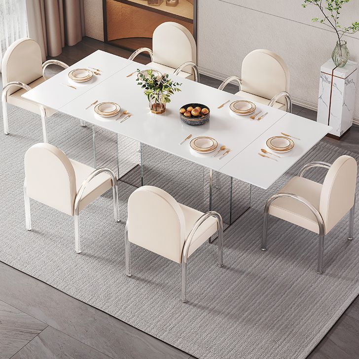Contemporary 1/4/5/7 Pieces Furniture Rectangle Stone Dining Set in White
