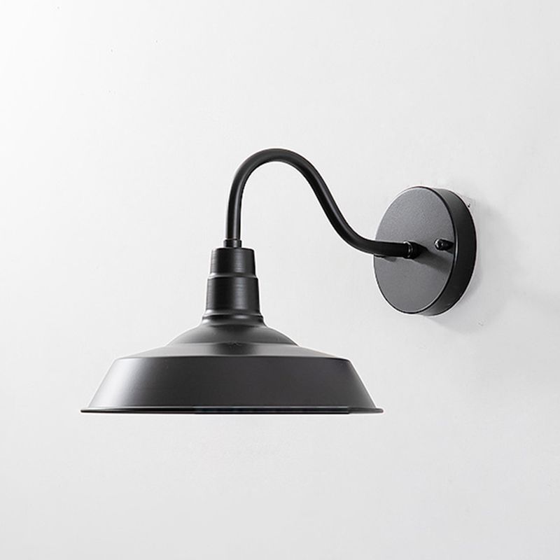Flat Shape Wall Light Industrial Style Metal 1 Light Wall Lamp in Black