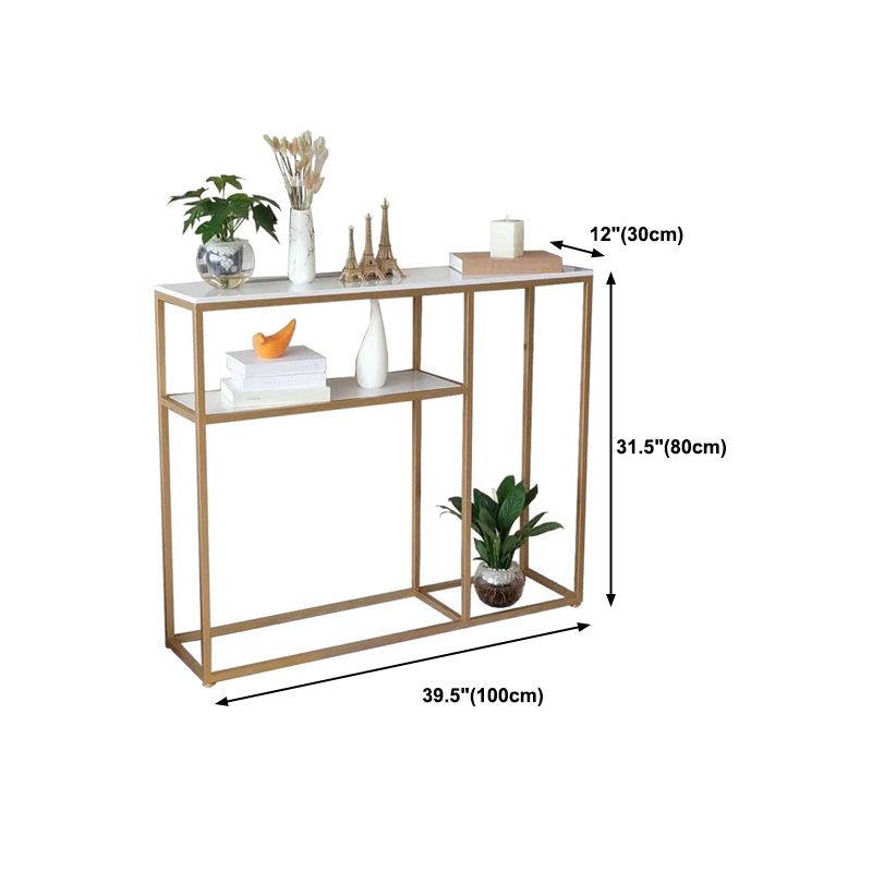 12" W Glam Marble Console Table Stain Resistant Frame Accent Table for Hall
