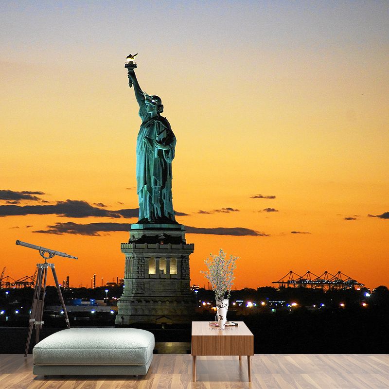 Statue of Liberty Building Mural Moisture Resistant Living Room Wall Mural