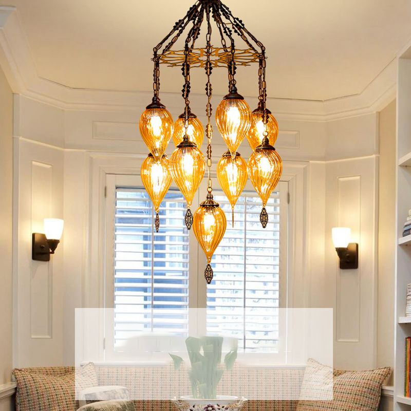 Lampada a sospensione in vetro in vetro in stile industriale in tela lacrima per soggiorno per soggiorno