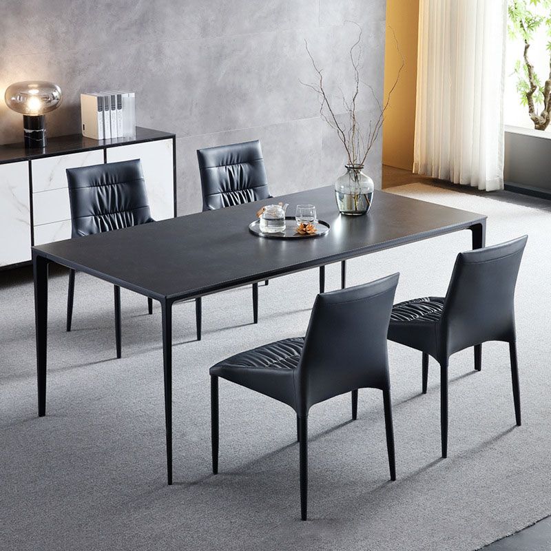 Stone Top Dining Table Modern Dining Table with 4 Metal Legs