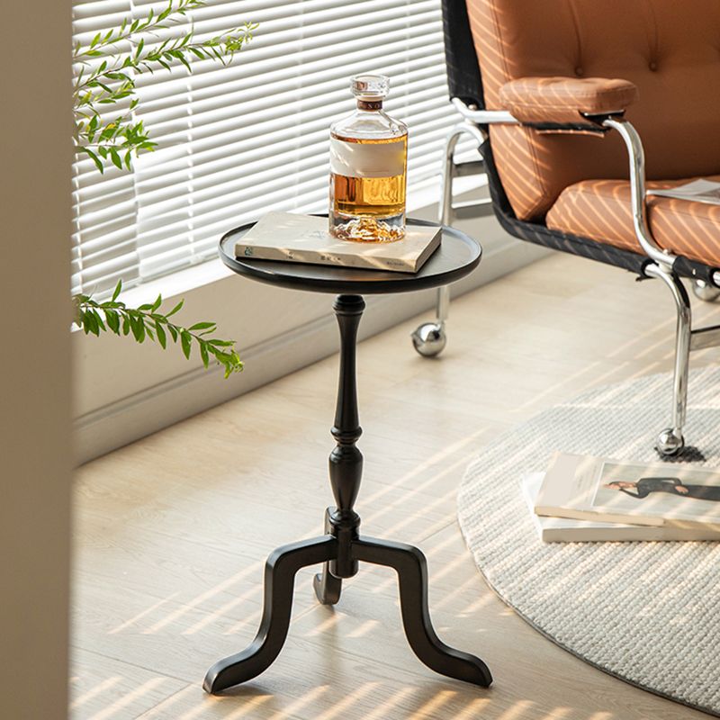 Rustic Round 3 Legs Side Table Solid Wood Tray Top End Table Set