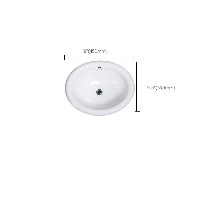 Contemporary Bathroom Sink Porcelain Oval-Shape Drop-in Bathroom Sink without Faucet