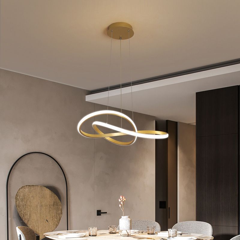 Modern Simplicity Seamless Curves Chandelier Lamp Aluminum Hanging Pendant Lights for Restaurant