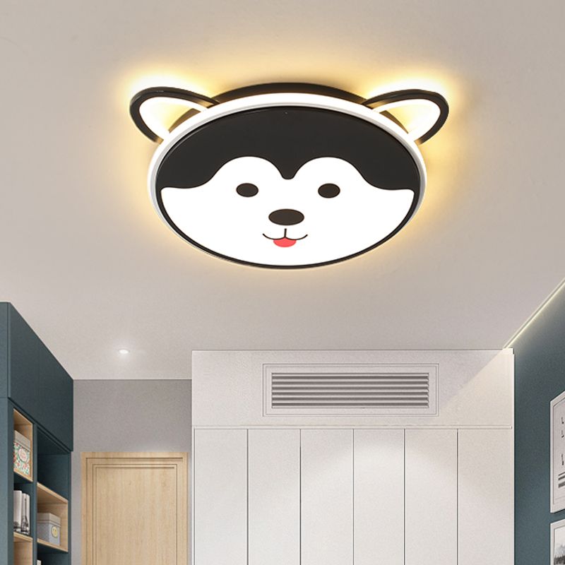 Black Husky Flush Mount Pendant Fixture Contemporary Acrylic LED Flushmount Lighting for Kindergarten in Warm/White Light