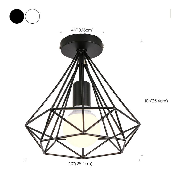 Modern Diamond Flush Light Metal 1-Light Flush Mount Ceiling Light