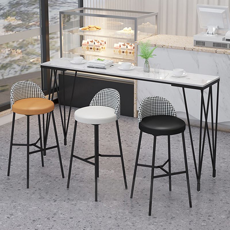 Rectangle Pub Table Glam Faux Marble Top Bar Table for Cafe and Breakroom