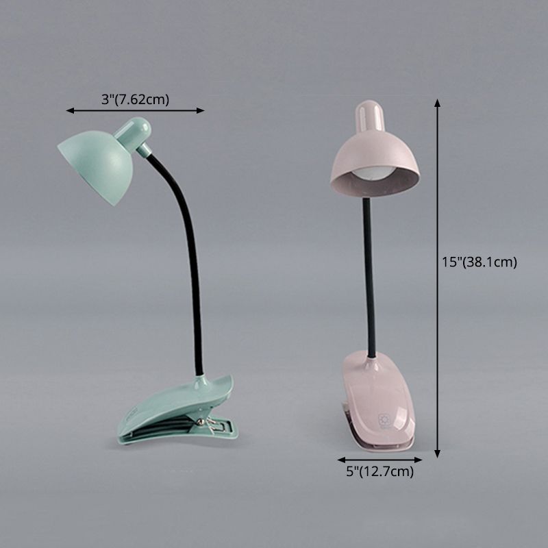 Macaron LED Clamp-on Table Lamp Flexible Gooseneck Reading Light with Plastic Shade