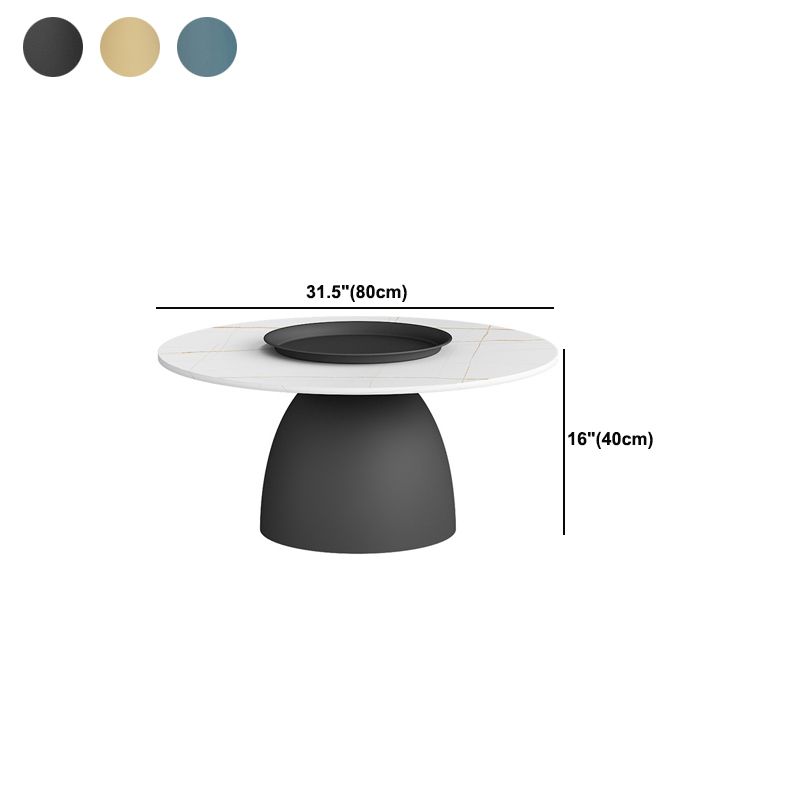 Mid-Century Modern Iron/Stone Coffee Table Dia 23.6"/31.5" Cocktail Table