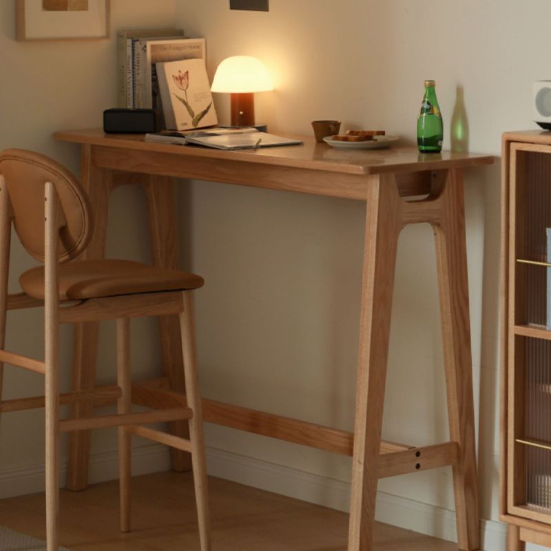 Contemporary Trestle Bar Dining Table Solid Wood Bar Stool Table