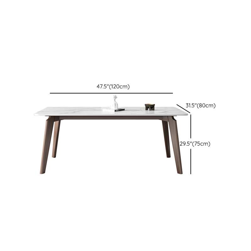 Stone Top Table with Ash Wood Frame Mid-Century Rectangle Dining Table
