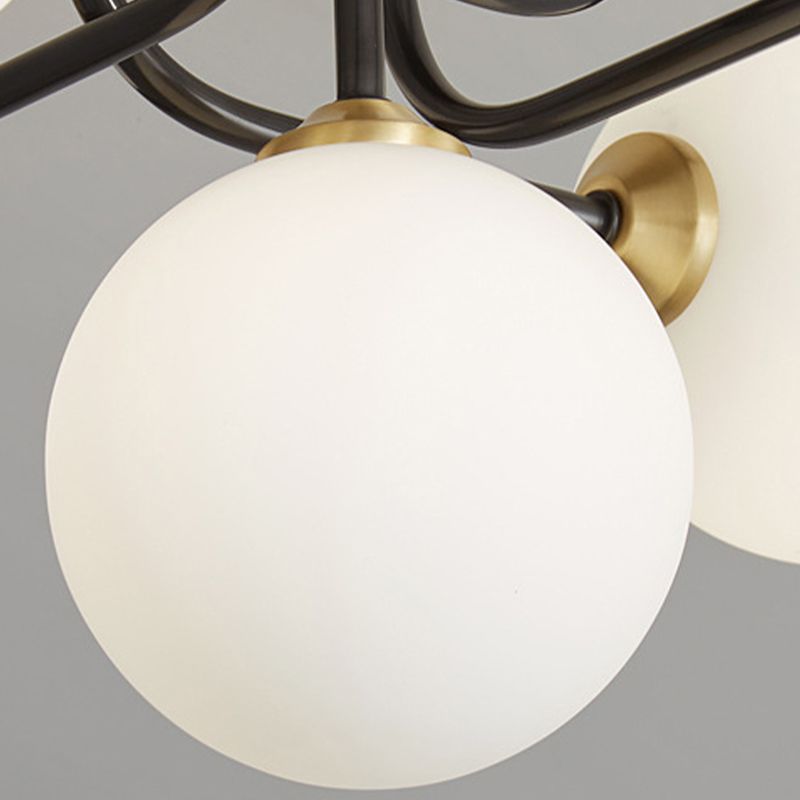 Éclairage de plafond de salon en verre de forme de boule de luminaire monté au plafond simple