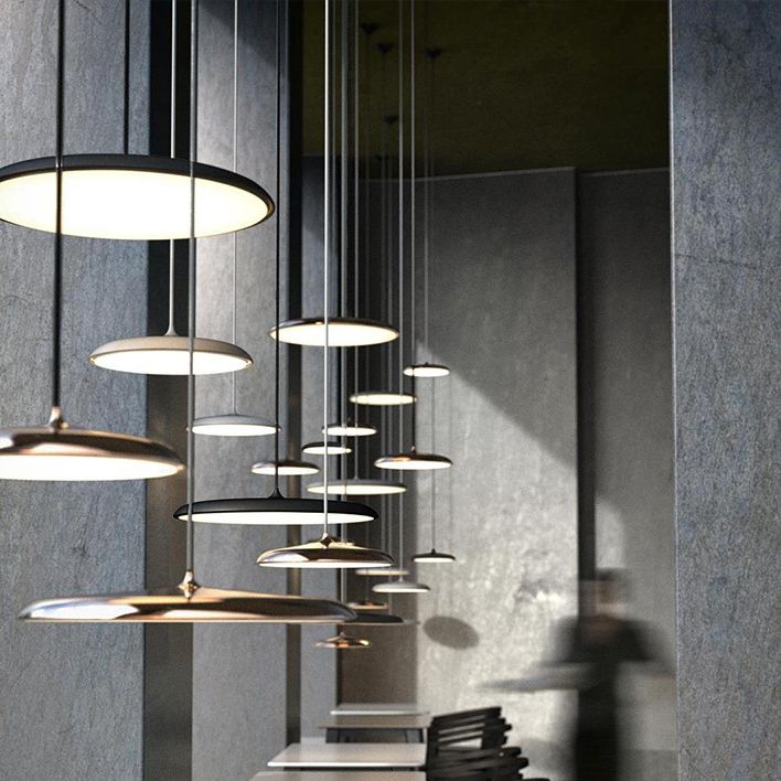 Modern Hanging Light Fixtures Round Plate Pendant Lights Metal 1 Light Pendant Lamp