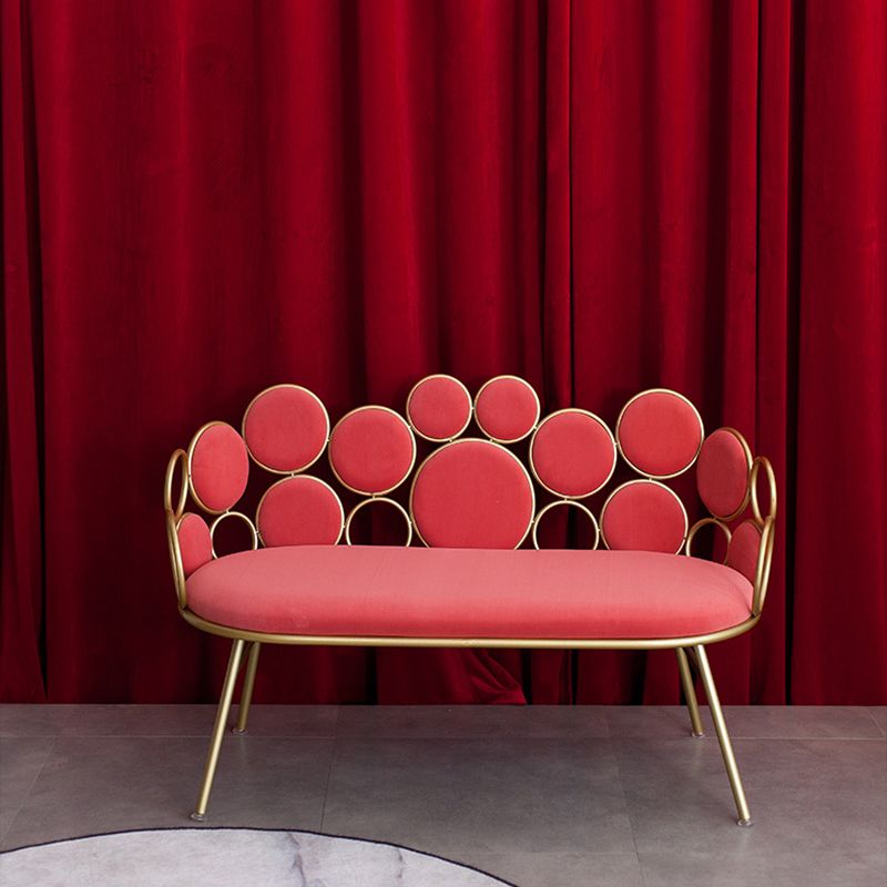 Modern Velvet 2-seat Sofa 31.49" H Sloped Arm Metal Frame Settee