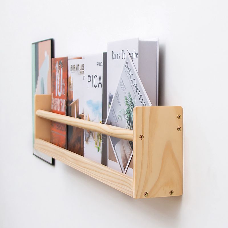 Contemporary Wall Mounted Bookshelf Solid Wood Bookcase for Office