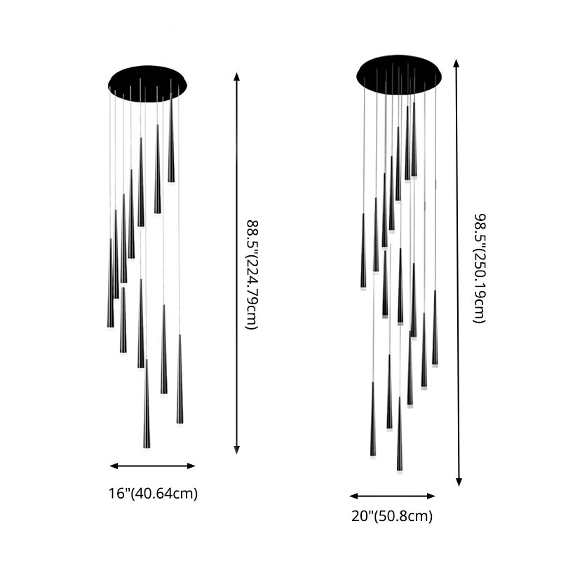 Stairs Pendant Light Fixture Metal Line Shape Modern Style Multiple Hanging Light