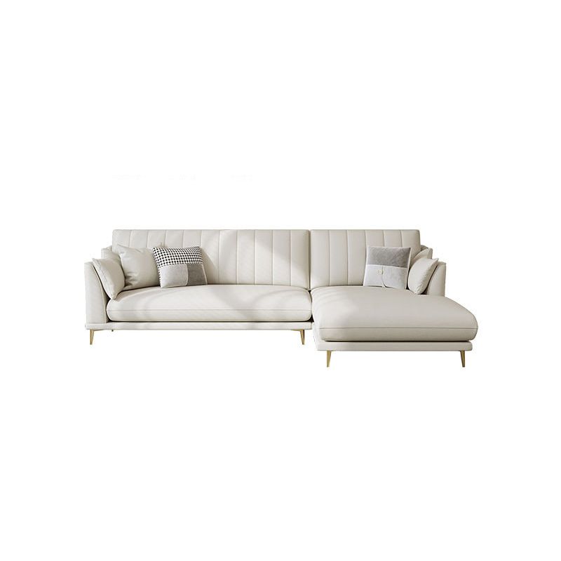 Pillow Top Arm Removable Cushions Sectional Sofa with Chaise in Beige