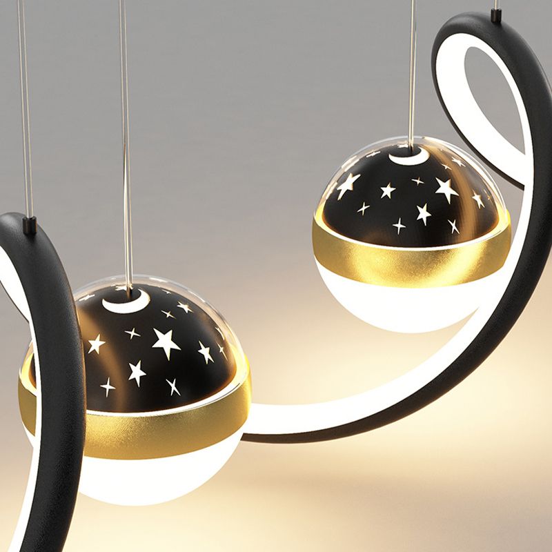 3-Light Modernism Ceiling Light Golden/Black LED Kitchen Island Lighting for Foyer