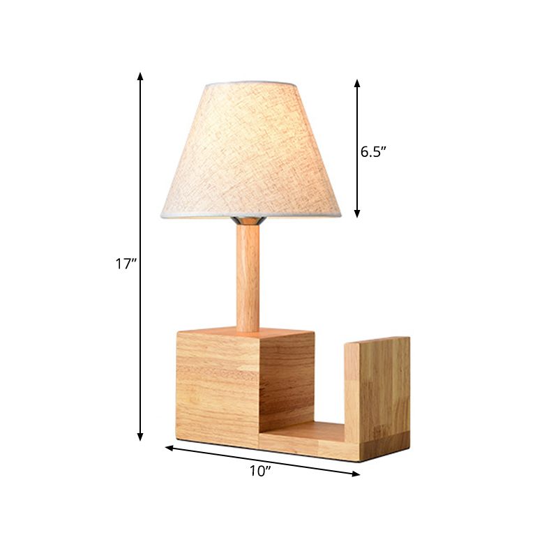 Table de tissu d'ombrage d'empire moderne 1 lampe de chevet de bulbe avec conception de la bibliothèque en beige