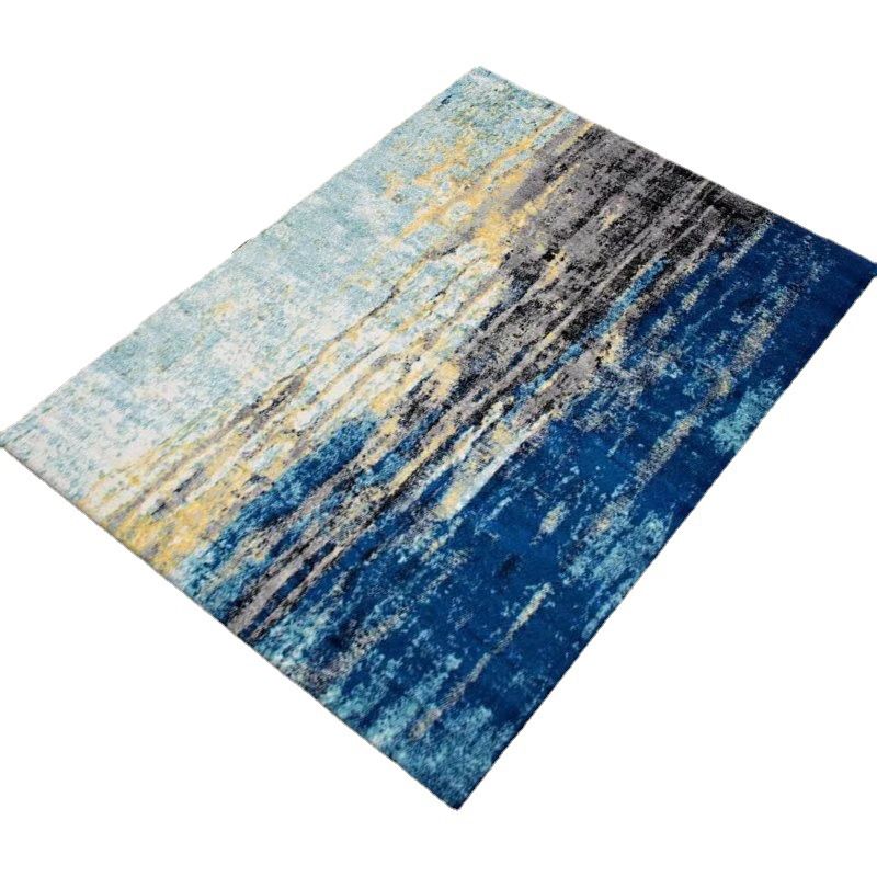 Abstract Pattern Modern Rug Polyester Dark Gray Rug Washable Rug for Living Room