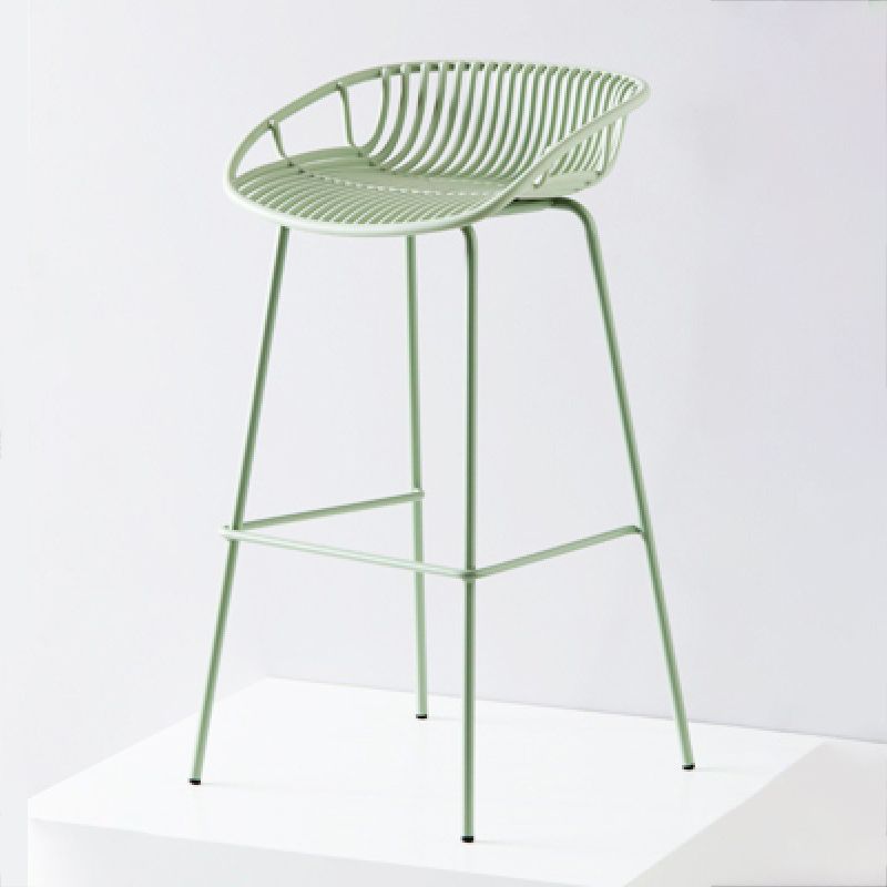 Contemporary Metal Barstool Plastic Stool in Matte Finish for Indoor