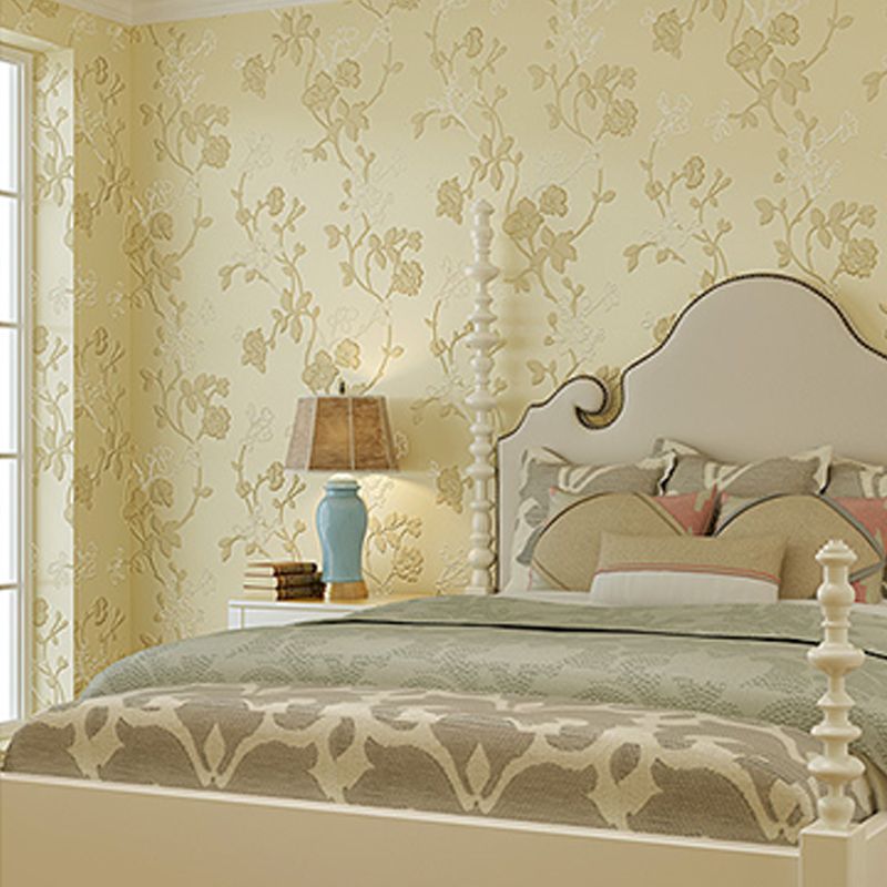 Fresh and Light 3D Print Embossed Vine Flowers Decorative Non-Pasted Wallpaper, 20.5" x 33'