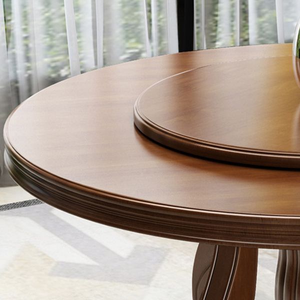 Contemporary Turntable Pedestal Dining Table Wood Dinner Table for Home