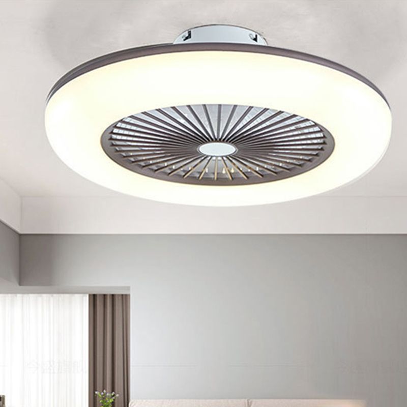 Schlafzimmer LED -Deckenlüftungslampe Makkaronstil Semi -Flush -Licht mit kreisförmiger Acrylschatten