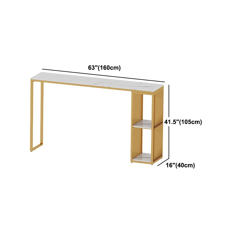 Nordic Glam 1/3 Pieces Bar Table Set Rectangle Marble Counter Table with High Stools