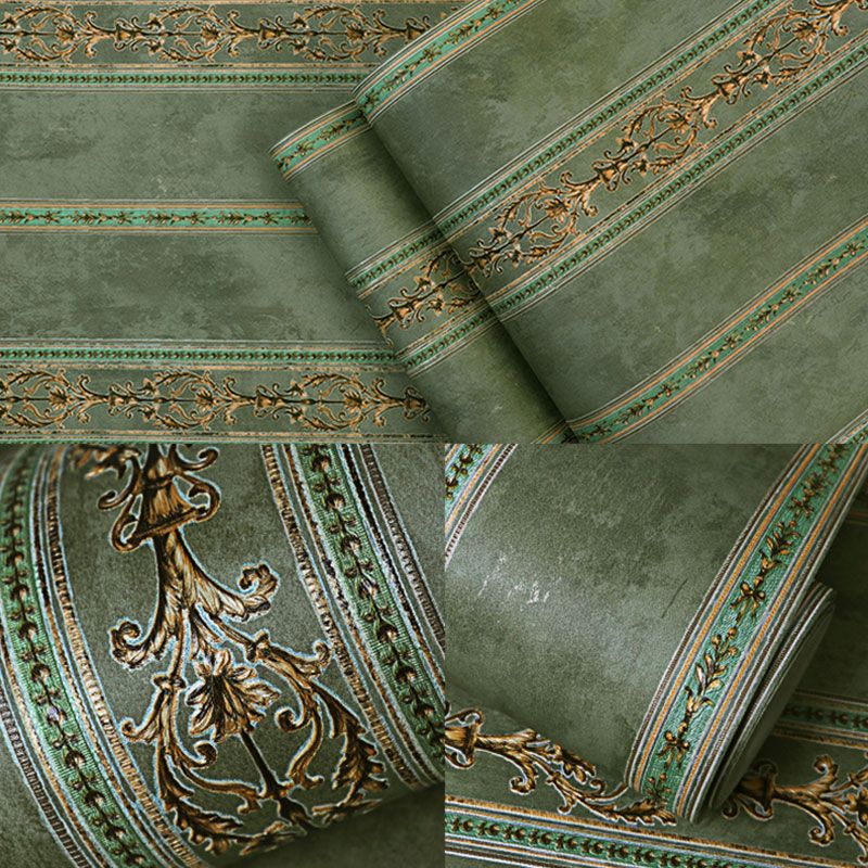 Floral Stripe Wall Covering in Neutral Color Non-Woven Fabric Wallpaper for Accent Wall, 20.5"W x 33'L