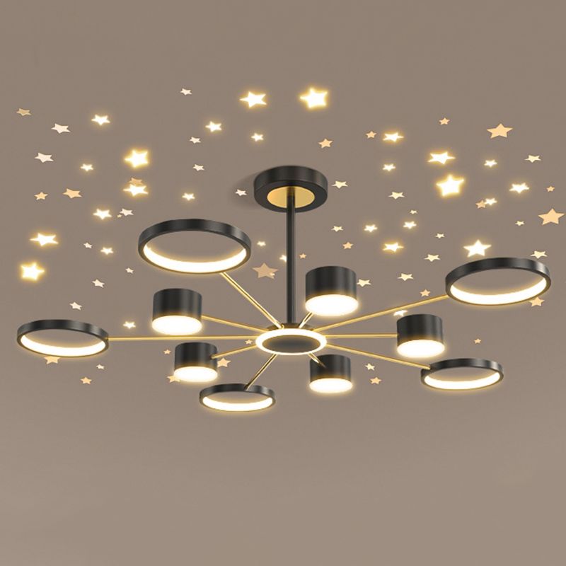 Moderne Esszimmerbeleuchtung mehrerer Ringe Kronleuchter Beleuchtung Metall 11 Licht Kronleuchter