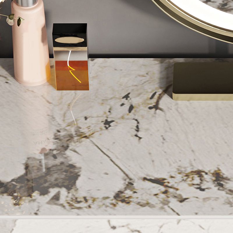 Luxurious Makeup Vanity Set Stone Top Dressing Table Stool Set
