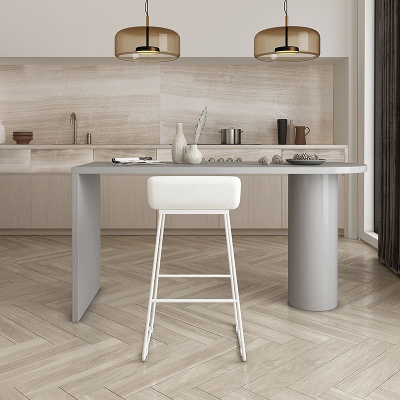 Faux Wood Bar Table Modern Double Pedestal Pub Table for Patio Use