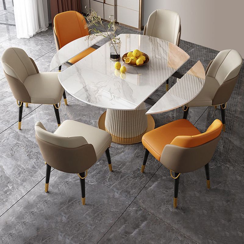 Glam Dining Set Stone 1/2/5/7 Pieces Dining Turntable Furniture for Home