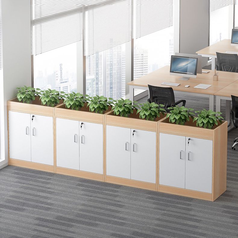 Wooden Bookcase with Doors Contemporary Bookshelf for Home Office