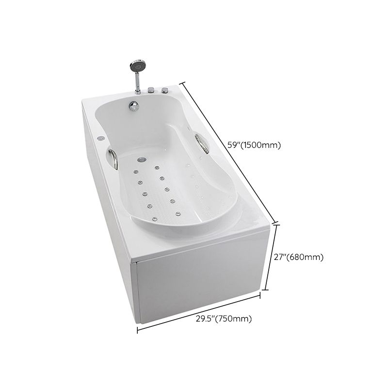 Modern Rectangular White Bathtub Back to Wall with Drain Bath Tub