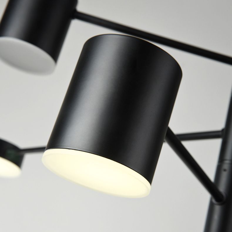 Multi Tiers Asymmetrical Chandelier Light Metal Simple Style 2/4/6/8 Heads Black/White Pendant Light in Warm/White/Third Gear