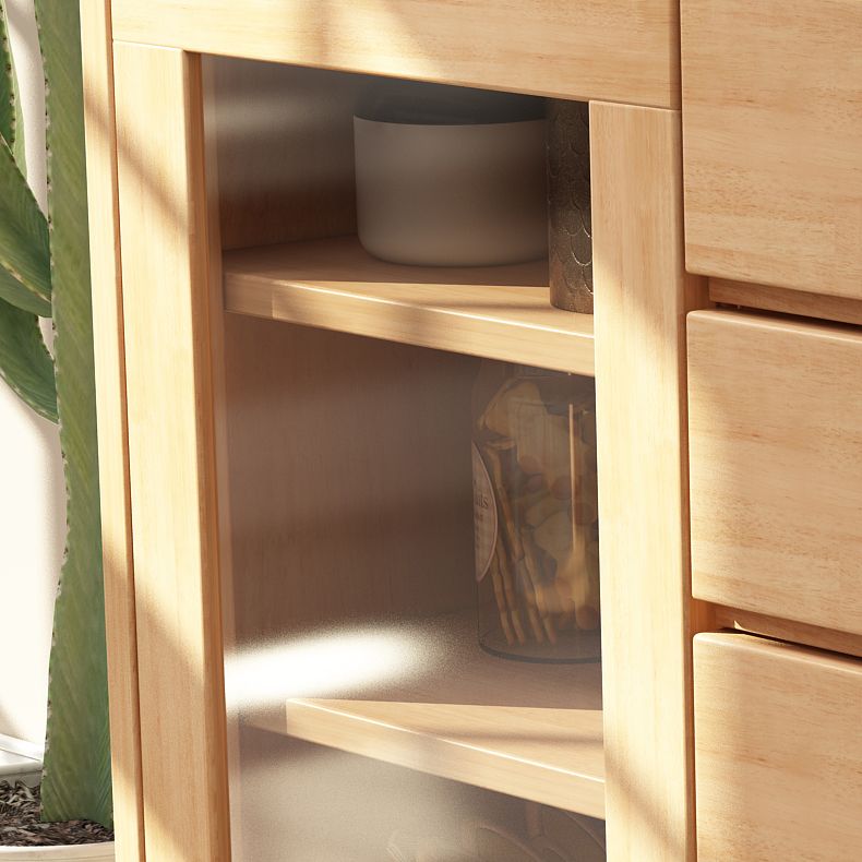 Rubber Wood Dining Room Sideboard Cabinet 35.5"L Modern Credenza with Drawers and Storage