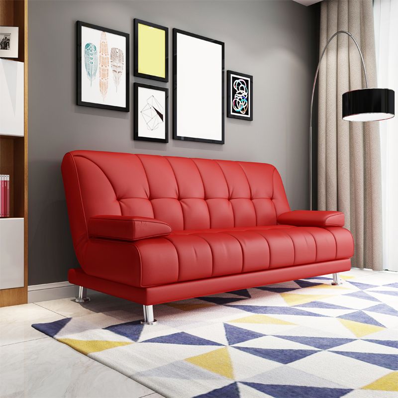 Faux Leather Pillow Top Arm Loveseat with Foldable and Wear-resisting for Living Room