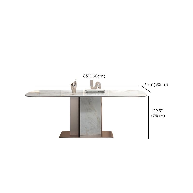 Glam Style Dining Rectangle Table Sintered Stone Table with Metal Legs for Home Use