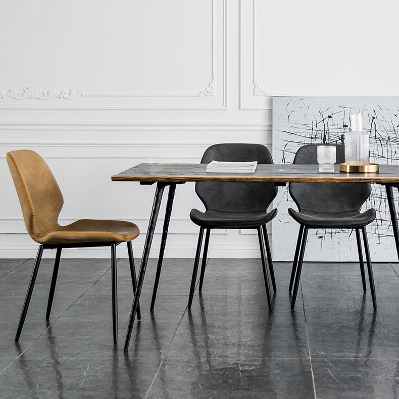 Silla lateral de comedor de metal moderno, respaldo sólido, silla sin brazos para uso en restaurantes