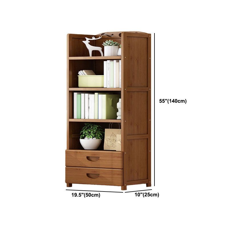 Contemporary Floor Closed Back Bookshelf Bamboo Home Shelf Bookcase
