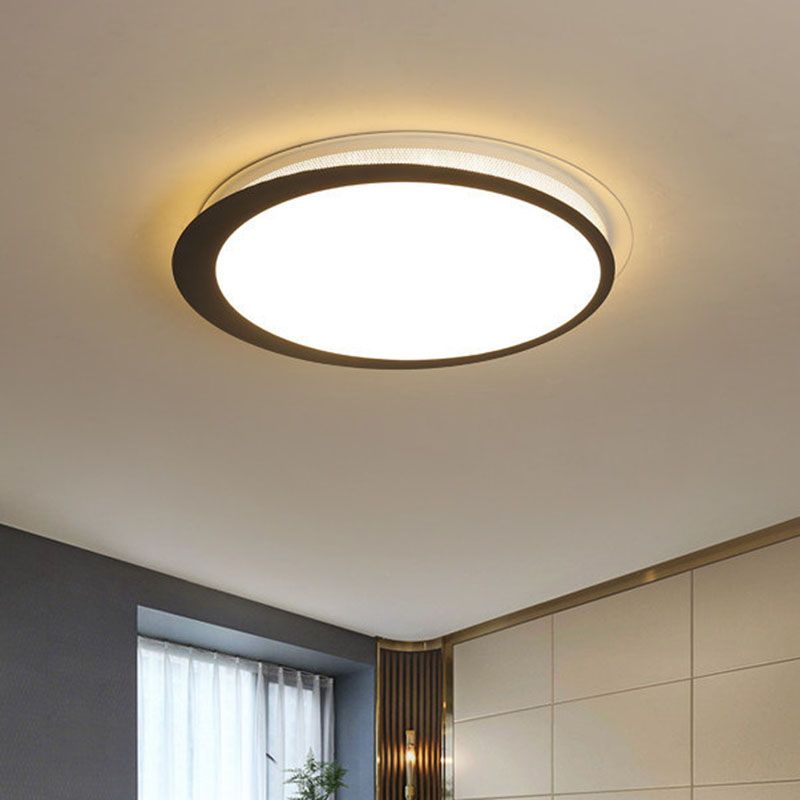 Round Metal Flush Light Artistic Black LED Flush Ceiling Light Fixture for Bedroom