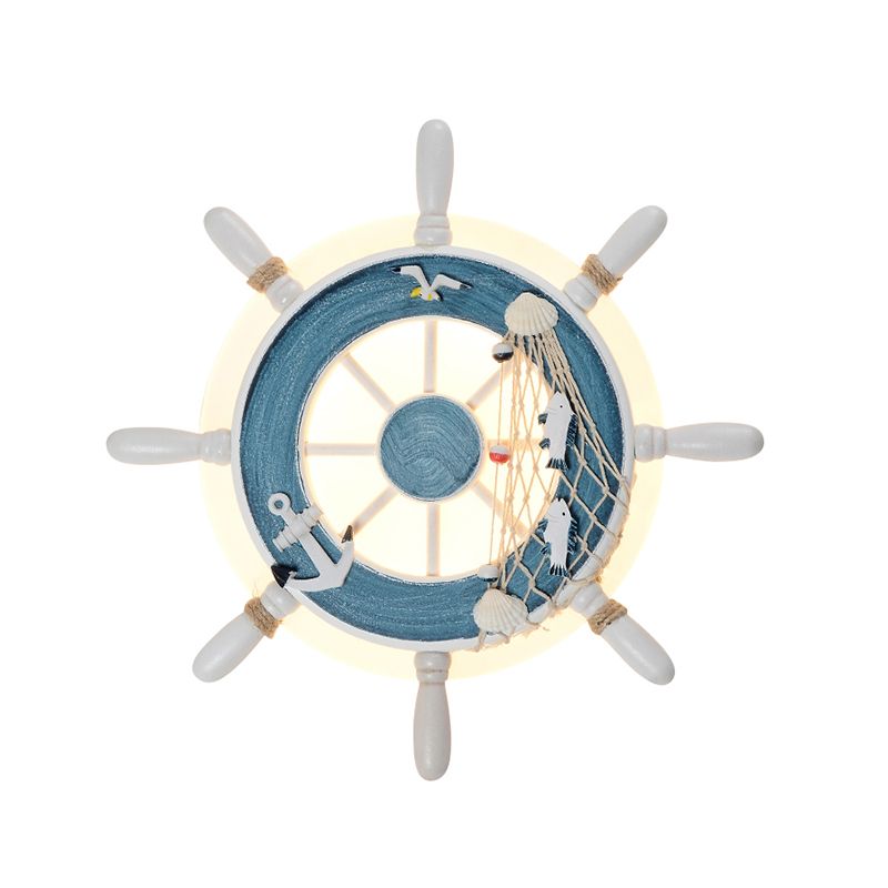 Rudder Bedside Wall Mounted Lamp Acrylic LED Creative Wall Sconce Lighting in Light Blue/White