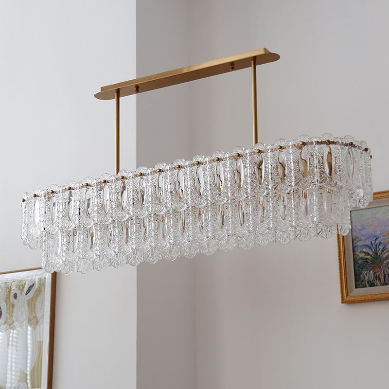 Shaded Island Lighting Fixture Minimalist-Style Glass Brass Island Pendant Light