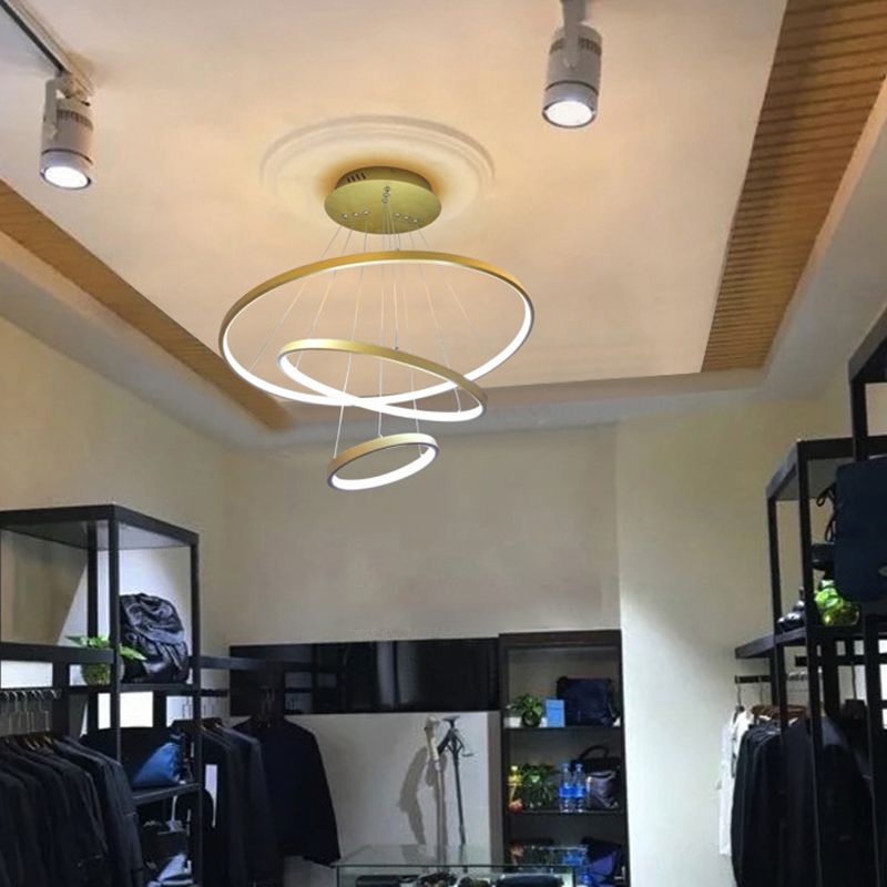 Circle Multi-layer Hanging Light Modern Style Multi Lights Metal Pendant Lights