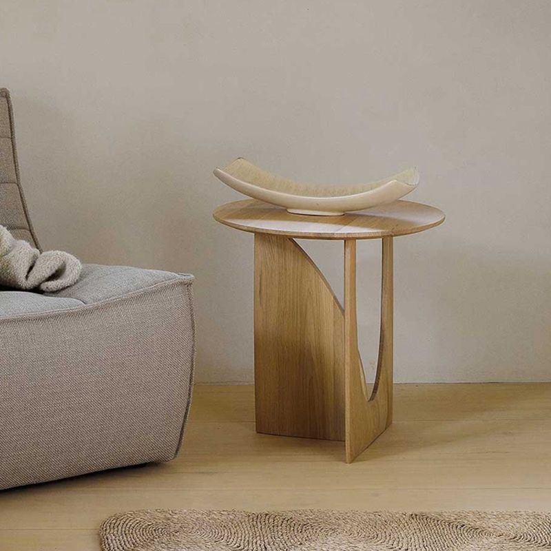 Scandinavian End Table Solid Wood Abstract Round Living Room Side Table