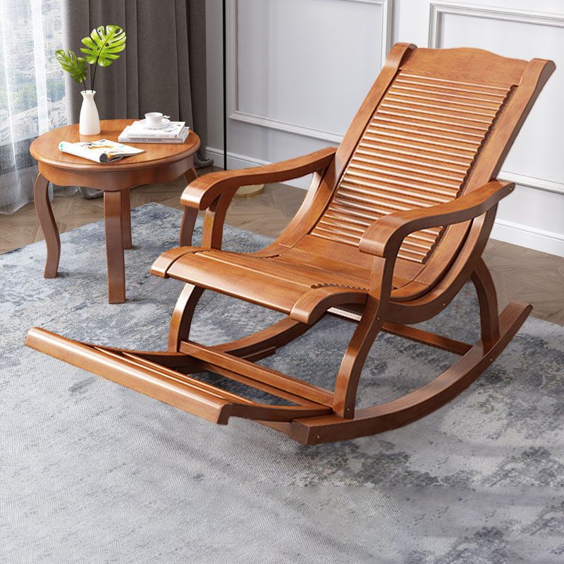 Traditional Rocker Chair Wooden Reclining with Gray Frame Recliner Chair